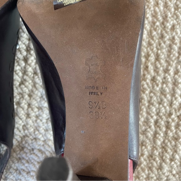 BCBGMaxAzria Brown Leather Heels with Burnt Orange Fur - Picture 13 of 13